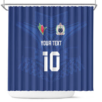 Custom Samoa Rugby Shower Curtain Tatau Tribal Motifs Sporty Style - Polynesian Pride