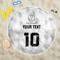 Custom Fiji Rugby Beach Blanket Tapa Tribal Motifs Sporty Style - Polynesian Pride