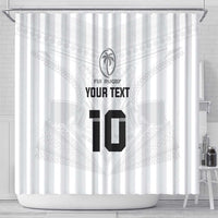 Custom Fiji Rugby Shower Curtain Tapa Tribal Motifs Sporty Style - Polynesian Pride