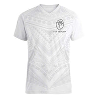 Custom Fiji Rugby Women V-Neck T-Shirt Tapa Tribal Motifs Sporty Style - Polynesian Pride