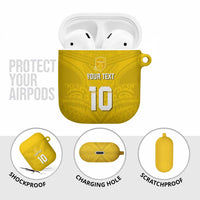 Custom Niue Rugby AirPods Case Hiapo Tribal Motifs Sporty Style - Polynesian Pride