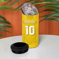 Custom Niue Rugby 4 in 1 Can Cooler Tumbler Hiapo Tribal Motifs Sporty Style - Polynesian Pride