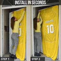 Custom Niue Rugby Door Cover Hiapo Tribal Motifs Sporty Style - Polynesian Pride