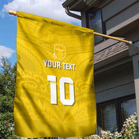 Custom Niue Rugby Garden Flag Hiapo Tribal Motifs Sporty Style - Polynesian Pride