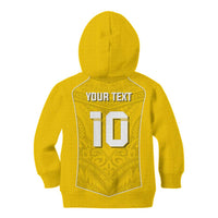 Custom Niue Rugby Kid Hoodie Hiapo Tribal Motifs Sporty Style - Polynesian Pride