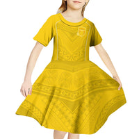 Custom Niue Rugby Kid Short Sleeve Dress Hiapo Tribal Motifs Sporty Style - Polynesian Pride