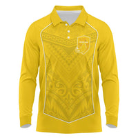 Custom Niue Rugby Long Sleeve Polo Shirt Hiapo Tribal Motifs Sporty Style - Polynesian Pride