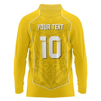 Custom Niue Rugby Long Sleeve Polo Shirt Hiapo Tribal Motifs Sporty Style - Polynesian Pride