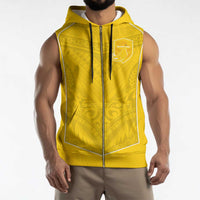 Custom Niue Rugby Sleeveless Zip Hoodie Hiapo Tribal Motifs Sporty Style LT03 - Polynesian Pride