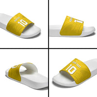 Custom Niue Rugby Slide Sandals Hiapo Tribal Motifs Sporty Style - Polynesian Pride