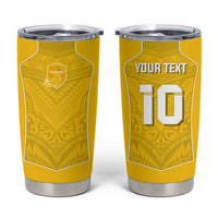 Custom Niue Rugby Tumbler Cup Hiapo Tribal Motifs Sporty Style - Polynesian Pride