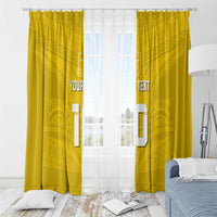 Custom Niue Rugby Window Curtain Hiapo Tribal Motifs Sporty Style - Polynesian Pride