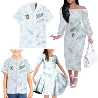 Custom New Zealand Football Family Matching Off The Shoulder Long Sleeve Dress and Hawaiian Shirt The Whites-Aotearoa Inspired - Polynesian Pride