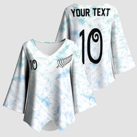 Custom New Zealand Football Kimono Sleeve Blouse The Whites-Aotearoa Inspired - Polynesian Pride