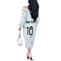 Custom New Zealand Football Off The Shoulder Long Sleeve Dress The Whites-Aotearoa Inspired - Polynesian Pride