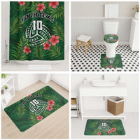 Custom Hawaii Volleyball Bathroom Set Kakau Abstract and Tropical Plants Green Color - Polynesian Pride