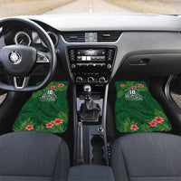 Custom Hawaii Volleyball Car Mats Kakau Abstract and Tropical Plants Green Color - Polynesian Pride