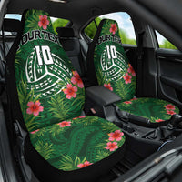 Custom Hawaii Volleyball Car Seat Cover Kakau Abstract and Tropical Plants Green Color - Polynesian Pride