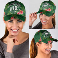 Custom Hawaii Volleyball Classic Cap Kakau Abstract and Tropical Plants Green Color - Polynesian Pride