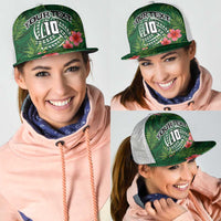 Custom Hawaii Volleyball Mesh Trucker Cap Kakau Abstract and Tropical Plants Green Color - Polynesian Pride
