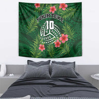Custom Hawaii Volleyball Tapestry Kakau Abstract and Tropical Plants Green Color - Polynesian Pride