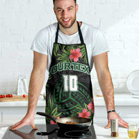 Custom Hawaii Volleyball Apron Kakau Abstract and Tropical Plants Black Color - Polynesian Pride