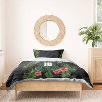 Custom Hawaii Volleyball Bedding Set Kakau Abstract and Tropical Plants Black Color - Polynesian Pride