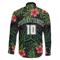 Custom Hawaii Volleyball Family Matching Mermaid Dress and Hawaiian Shirt Kakau Abstract and Tropical Plants Black Color - Polynesian Pride