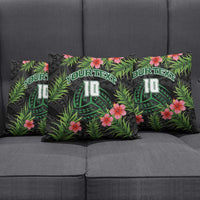 Custom Hawaii Volleyball Pillow Cover Kakau Abstract and Tropical Plants Black Color - Polynesian Pride