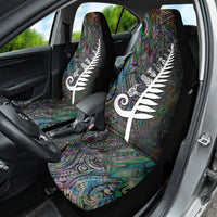 New Zealand Car Seat Cover Aotearoa Symbols With Silver Fern LT03 - Polynesian Pride