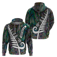 New Zealand Hoodie Aotearoa Symbols With Silver Fern LT03 - Polynesian Pride