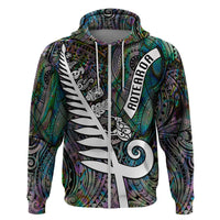 New Zealand Hoodie Aotearoa Symbols With Silver Fern LT03 - Polynesian Pride