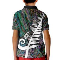 New Zealand Kid Polo Shirt Aotearoa Symbols With Silver Fern LT03 - Polynesian Pride