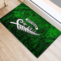 New Zealand Rubber Doormat Silver Fern and Maori Symbols Papua Shell Green Style LT03 - Polynesian Pride