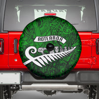 New Zealand Spare Tire Cover Silver Fern and Maori Symbols Papua Shell Green Style LT03 - Polynesian Pride