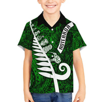 Personalized New Zealand Hawaiian Shirt Silver Fern and Maori Symbols Papua Shell Green Style LT03 - Polynesian Pride