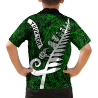 Personalized New Zealand Hawaiian Shirt Silver Fern and Maori Symbols Papua Shell Green Style LT03 - Polynesian Pride