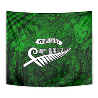 Personalized New Zealand Tapestry Silver Fern and Maori Symbols Papua Shell Green Style LT03 - Polynesian Pride