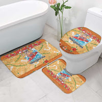 Hawaii Mele Kalikimaka Bathroom Set Funny Santa Claus Surfing on Tropical Plants - Polynesian Pride