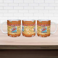 Hawaii Mele Kalikimaka Ceramic Mug Funny Santa Claus Surfing on Tropical Plants - Polynesian Pride