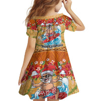 Hawaii Mele Kalikimaka Family Matching Long Sleeve Bodycon Dress and Hawaiian Shirt Funny Santa Claus Surfing on Tropical Plants LT03 - Polynesian Pride