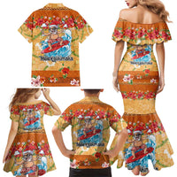 Hawaii Mele Kalikimaka Family Matching Mermaid Dress and Hawaiian Shirt Funny Santa Claus Surfing on Tropical Plants LT03 - Polynesian Pride