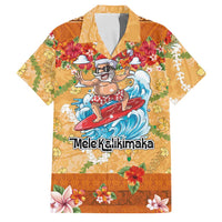 Hawaii Mele Kalikimaka Family Matching Mermaid Dress and Hawaiian Shirt Funny Santa Claus Surfing on Tropical Plants LT03 Dad's Shirt - Short Sleeve Multicolor - Polynesian Pride