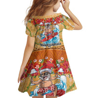 Hawaii Mele Kalikimaka Family Matching Off Shoulder Maxi Dress and Hawaiian Shirt Funny Santa Claus Surfing on Tropical Plants LT03 - Polynesian Pride