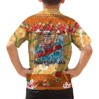 Hawaii Mele Kalikimaka Family Matching Puletasi and Hawaiian Shirt Funny Santa Claus Surfing on Tropical Plants LT03 - Polynesian Pride