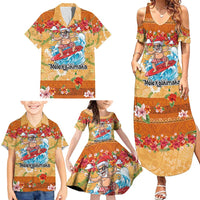 Hawaii Mele Kalikimaka Family Matching Summer Maxi Dress and Hawaiian Shirt Funny Santa Claus Surfing on Tropical Plants LT03 - Polynesian Pride