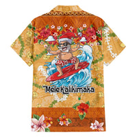 Hawaii Mele Kalikimaka Family Matching Tank Maxi Dress and Hawaiian Shirt Funny Santa Claus Surfing on Tropical Plants LT03 - Polynesian Pride