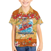 Hawaii Mele Kalikimaka Hawaiian Shirt Funny Santa Claus Surfing on Tropical Plants - Polynesian Pride