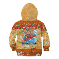 Hawaii Mele Kalikimaka Kid Hoodie Funny Santa Claus Surfing on Tropical Plants - Polynesian Pride