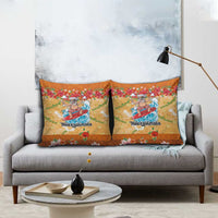 Hawaii Mele Kalikimaka Pillow Cover Funny Santa Claus Surfing on Tropical Plants - Polynesian Pride